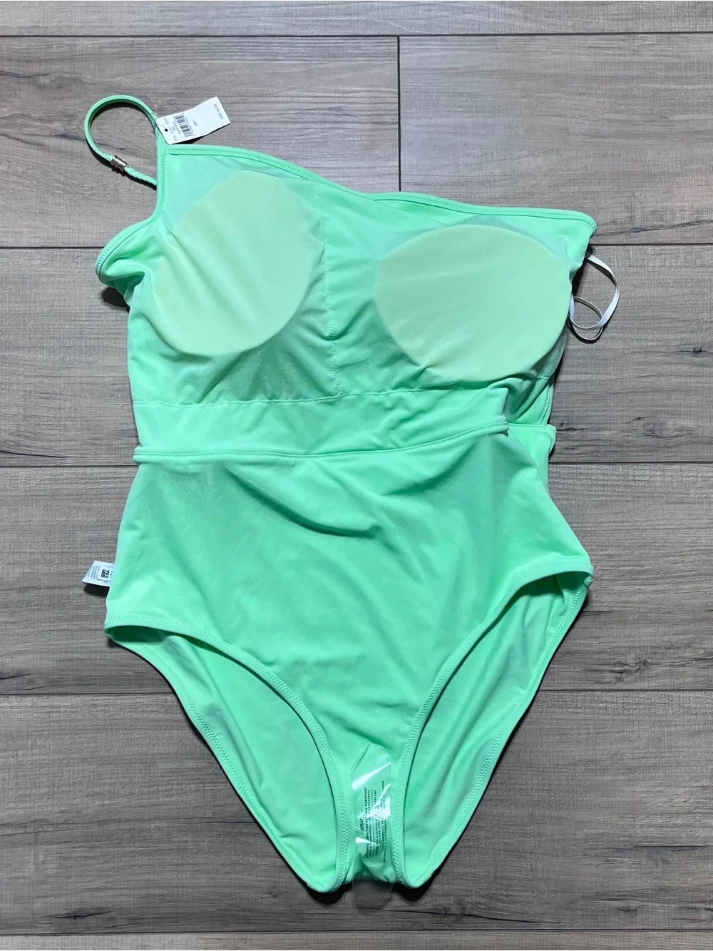 Aerie Womens Beaded One Shoulder One Piece Swimsuit Size Large Lime Green